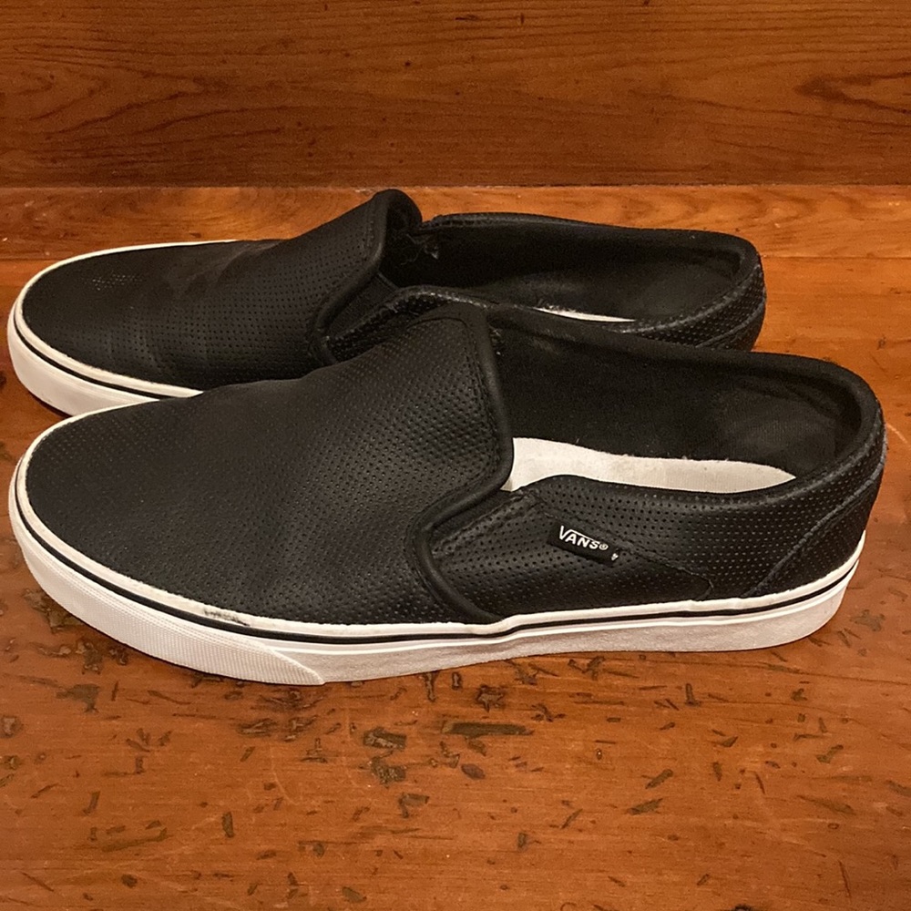 Vans Leather Slip Ons - 10